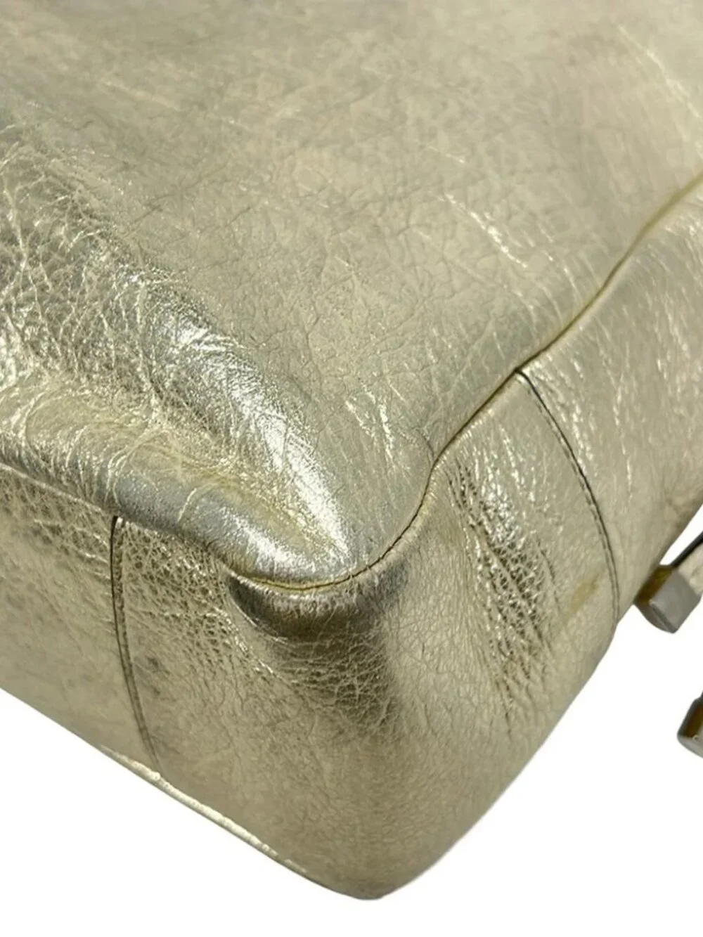 COACH Chelsea Leather Stripe Charlie Tote 18962 Gold Cream Leather Tote Bag